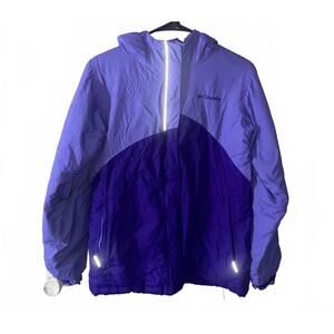 Columbia Youth Large 14/16 Purple Windbreaker Jacket Hooded Water-Resistant